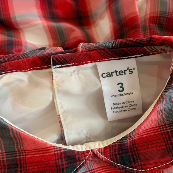Carter's Red Plaid Taffeta Petticoat Holiday Dress, Size 3m, Christmas, Festive - Picture 4 of 7